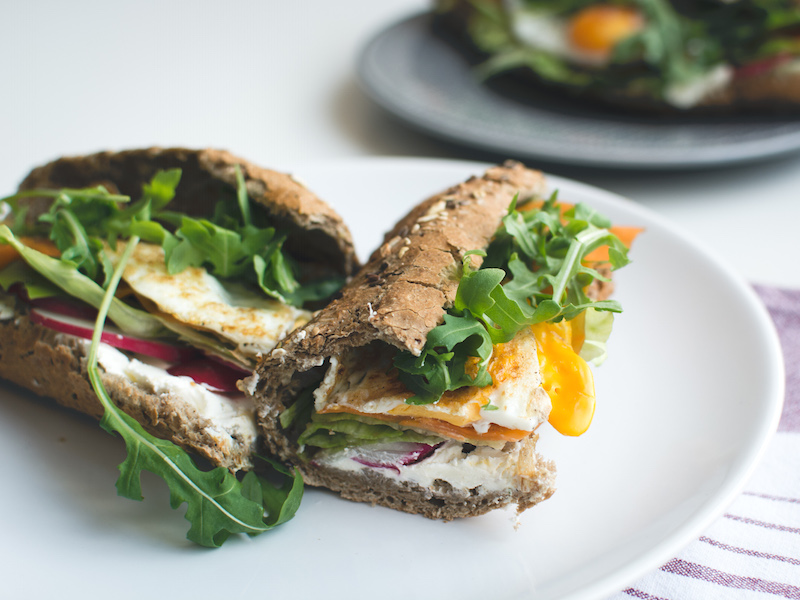 6.Healthy baguette with egg and vegetables