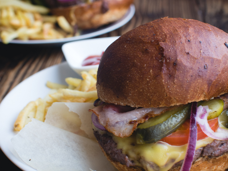 7.Burger with cheddar and bacon